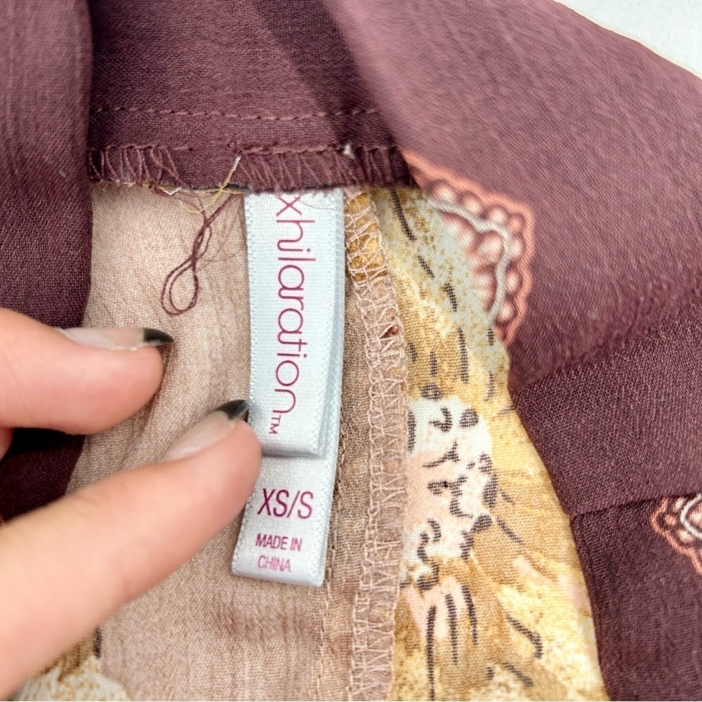 Xhilaration Y2K Sheer‎ Whimsigoth Floral Burgundy Neutral Midi Romantic Kimono S - Picture 6 of 8